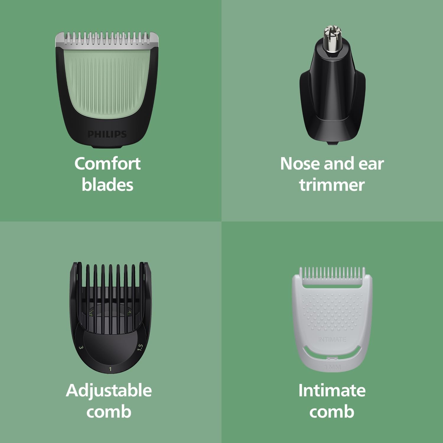 Philips India's No.1 Men's Trimmer* | One stroke beard trimming | All-in-One Grooming Kit- Face, Hair, Body | Ear/Nose attachment | Safe for Sensitive Skin | 60 mins runtime | 5yr warranty* | MG3927