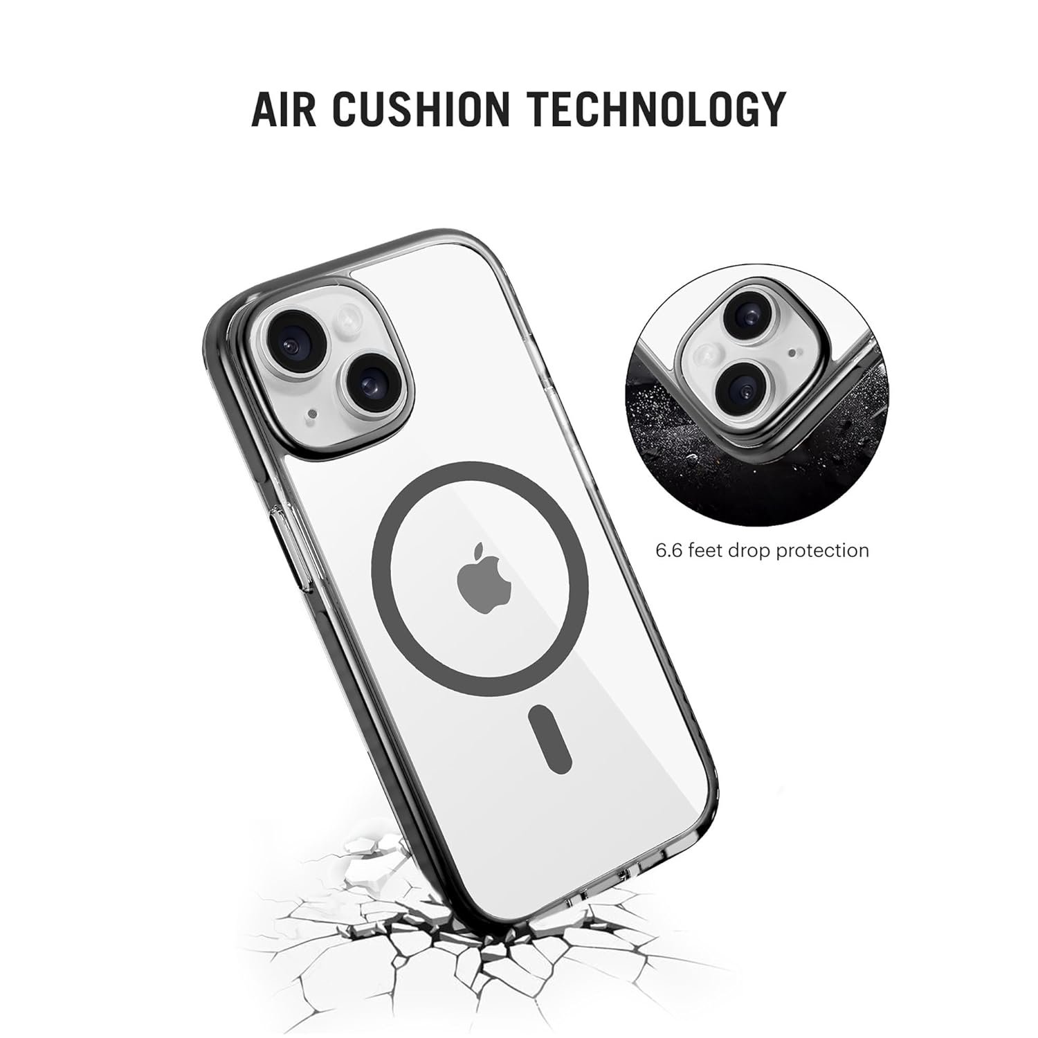 DailyObjects Stride 3.0 Clear Magnetic Protective Case Cover Compatible with iPhone 14 |Magsafe|Camera & Body Protection|Anti Shock,Scratch Resistant|Precise Cutouts Design|Wireless Charging-Clear