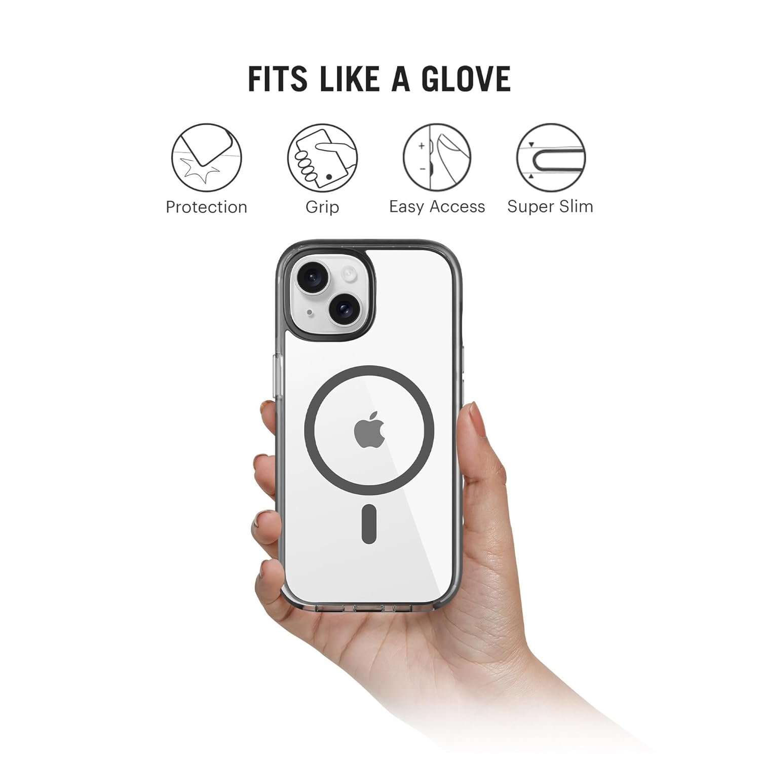 DailyObjects Stride 3.0 Clear Magnetic Protective Case Cover Compatible with iPhone 14 |Magsafe|Camera & Body Protection|Anti Shock,Scratch Resistant|Precise Cutouts Design|Wireless Charging-Clear