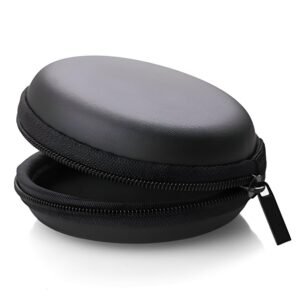Cerlink Earphone Case Heaphone Pouch Cover Leather Carrying Case for Earphones, Headset, Pen Drives, SD Cards, All Mobile Accessories-Black (Pack of-1)