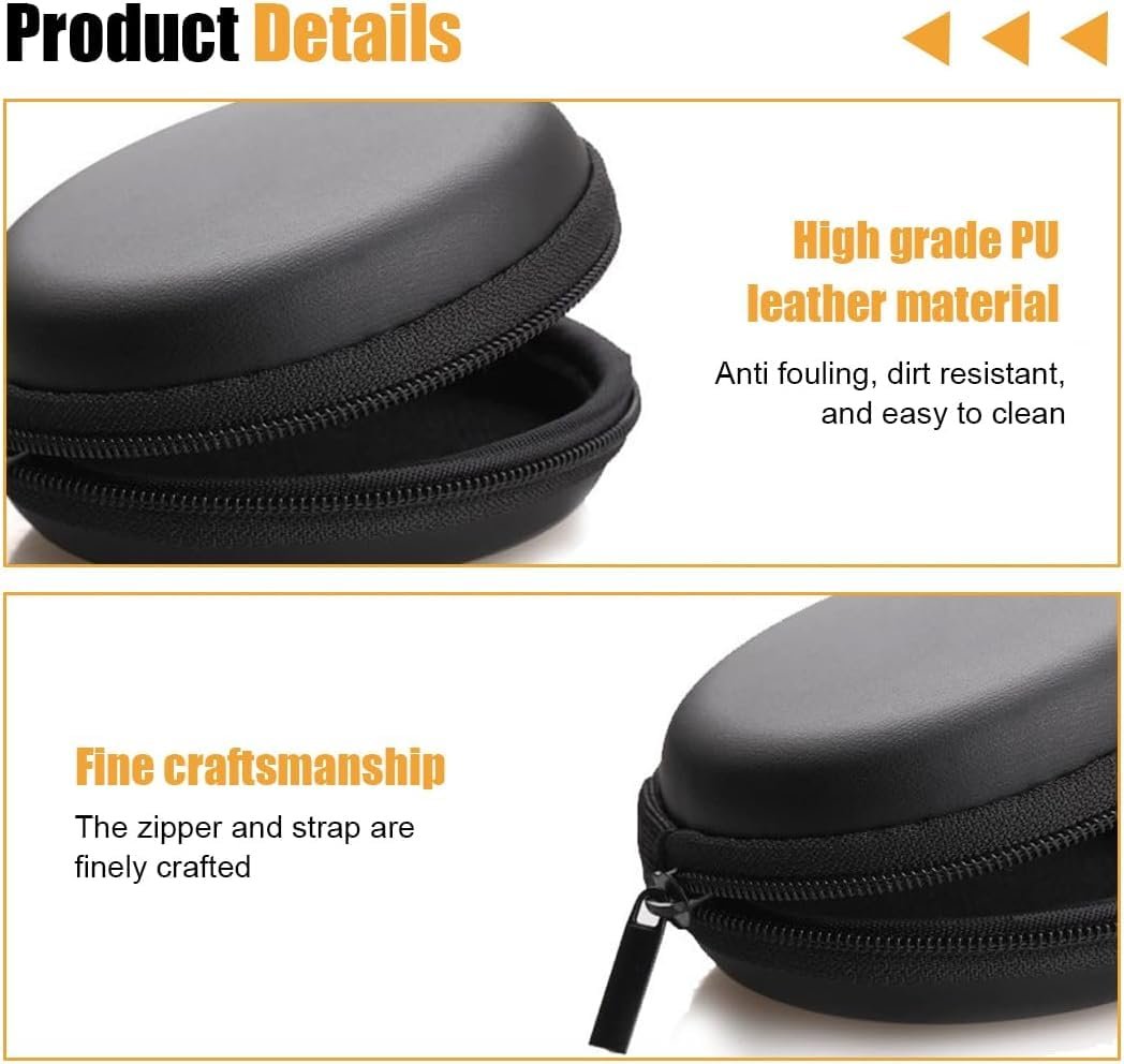 Cerlink Earphone Case Heaphone Pouch Cover Leather Carrying Case for Earphones, Headset, Pen Drives, SD Cards, All Mobile Accessories-Black (Pack of-1)