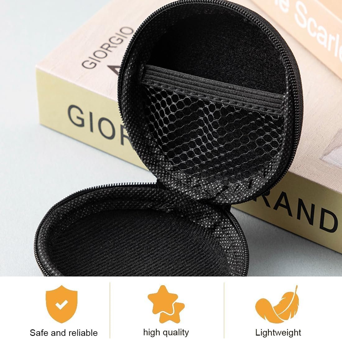 Cerlink Earphone Case Heaphone Pouch Cover Leather Carrying Case for Earphones, Headset, Pen Drives, SD Cards, All Mobile Accessories-Black (Pack of-1)