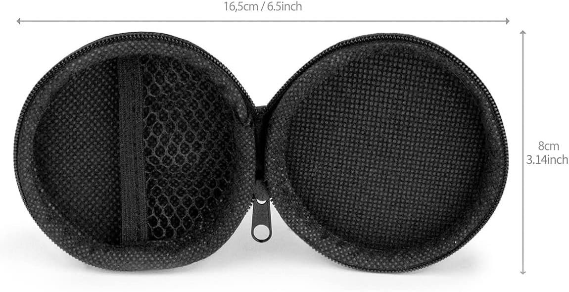 Cerlink Earphone Case Heaphone Pouch Cover Leather Carrying Case for Earphones, Headset, Pen Drives, SD Cards, All Mobile Accessories-Black (Pack of-1)