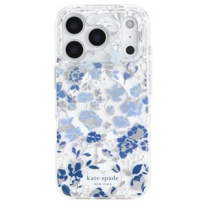 kate spade new york iPhone 17 Pro Case – Flowerbed Blue Gems | Compatible with MagSafe – Lightweight Designer Case for iPhone 17 Pro with Anti-Scratch Coating and Flowerbed Blue Design