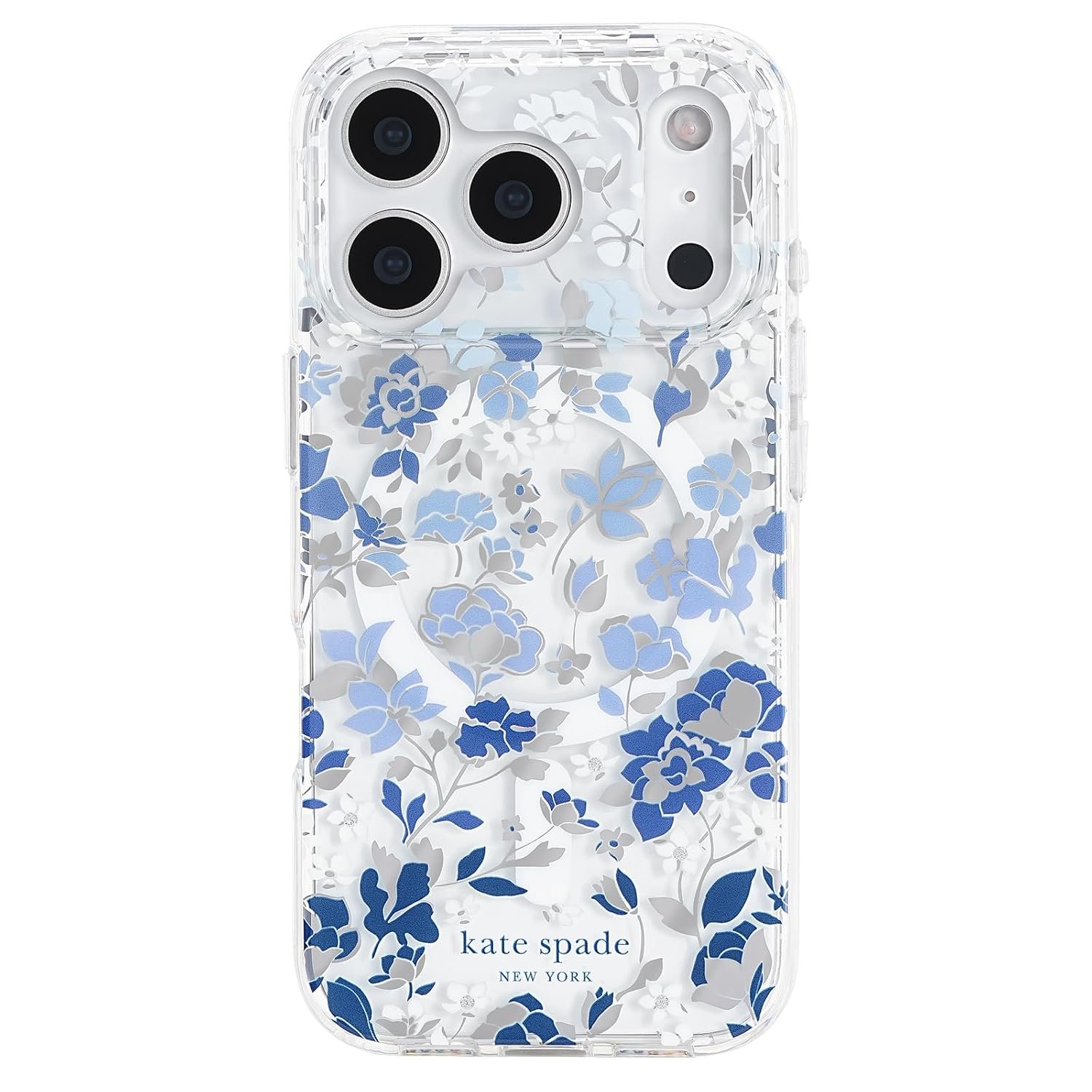 kate spade new york iPhone 17 Pro Case - Flowerbed Blue Gems | Compatible with MagSafe - Lightweight Designer Case for iPhone 17 Pro with Anti-Scratch Coating and Flowerbed Blue Design