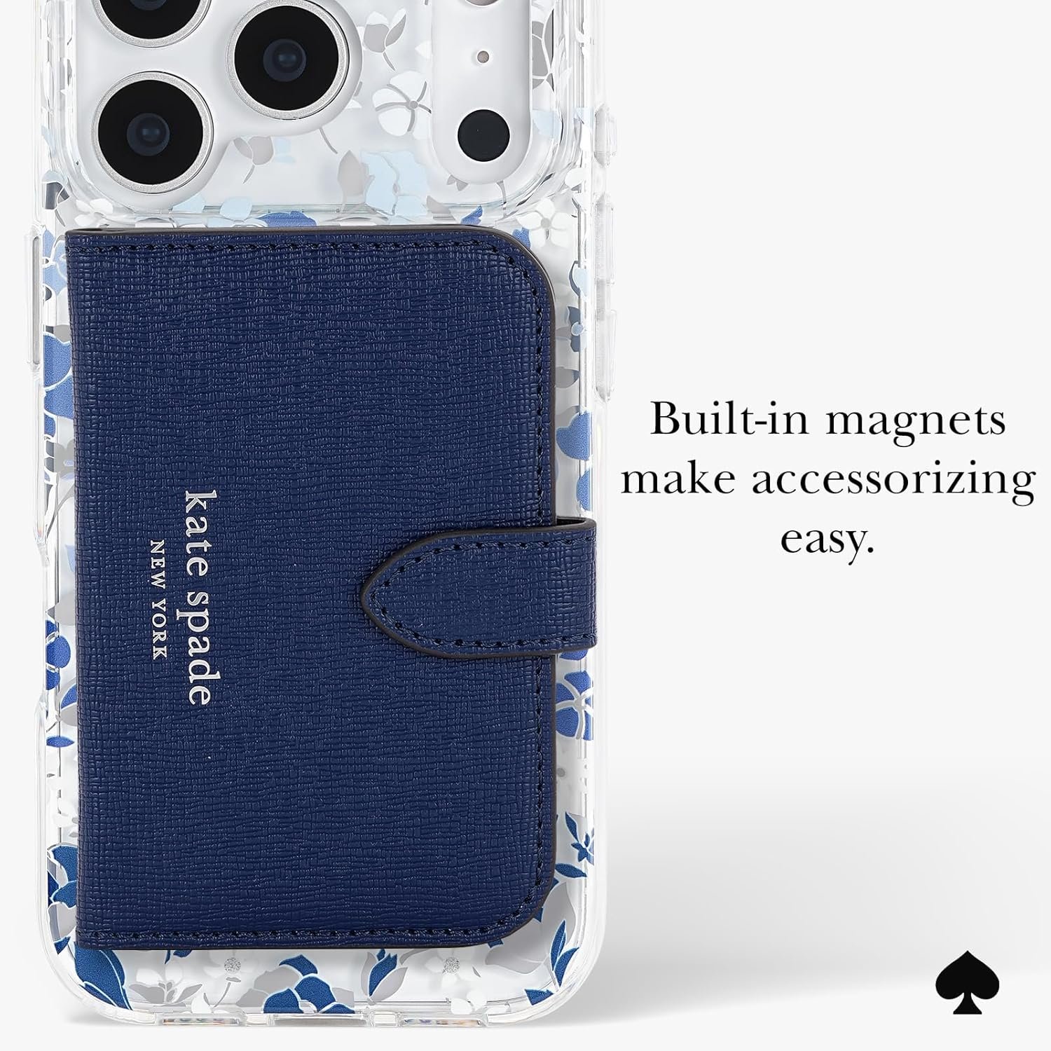 kate spade new york iPhone 17 Pro Case - Flowerbed Blue Gems | Compatible with MagSafe - Lightweight Designer Case for iPhone 17 Pro with Anti-Scratch Coating and Flowerbed Blue Design