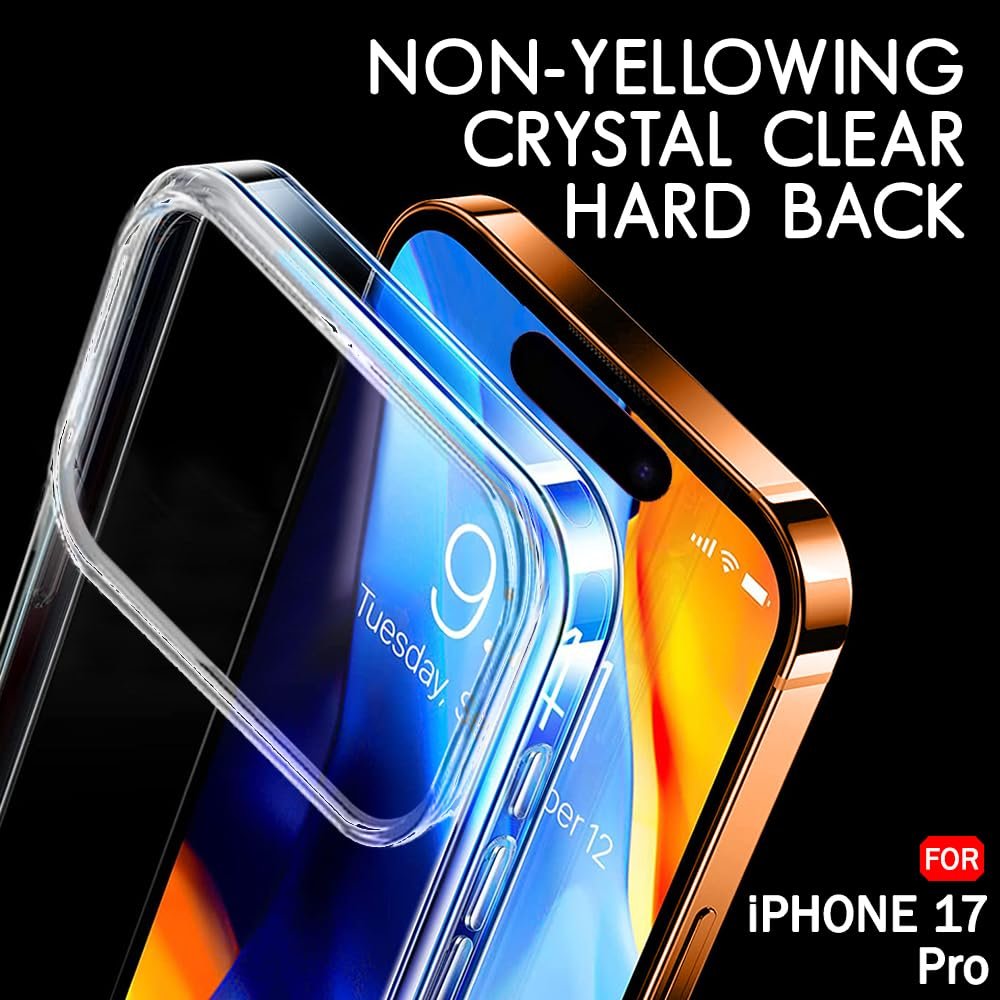 TheGiftKart Ultra-Hybrid Crystal Clear Back Case Cover for iPhone 17 Pro | Shockproof Design | Hard Back Cover Case for iPhone 17 Pro (PC & TPU, Transparent)