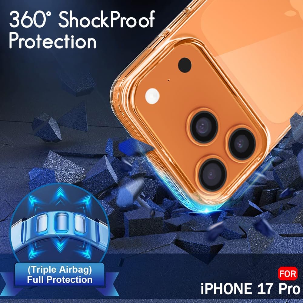 TheGiftKart Ultra-Hybrid Crystal Clear Back Case Cover for iPhone 17 Pro | Shockproof Design | Hard Back Cover Case for iPhone 17 Pro (PC & TPU, Transparent)