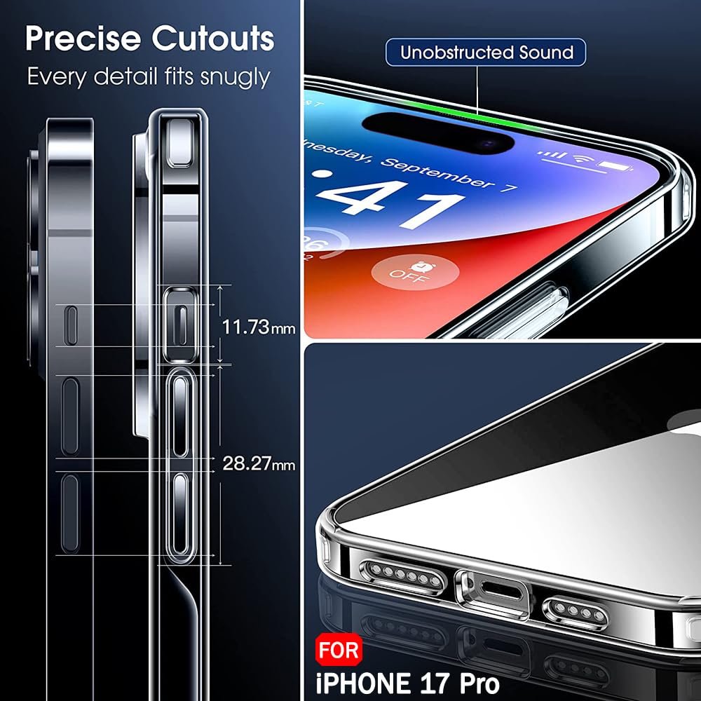 TheGiftKart Ultra-Hybrid Crystal Clear Back Case Cover for iPhone 17 Pro | Shockproof Design | Hard Back Cover Case for iPhone 17 Pro (PC & TPU, Transparent)