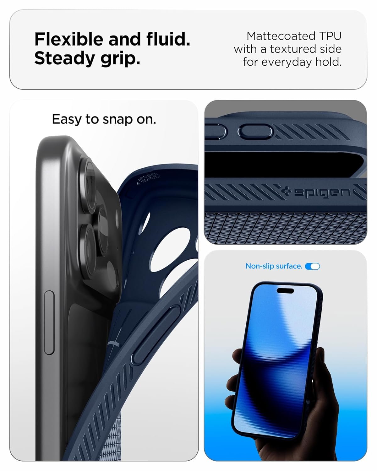 Spigen Liquid Air Back Cover Case Compatible with iPhone 17 Pro (TPU | Navy Blue)