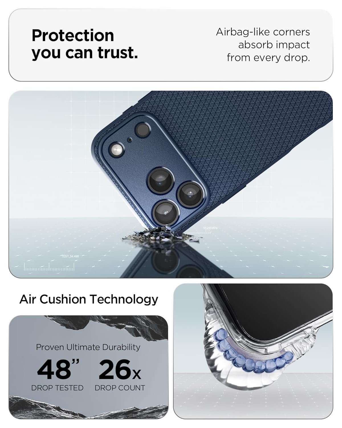 Spigen Liquid Air Back Cover Case Compatible with iPhone 17 Pro (TPU | Navy Blue)