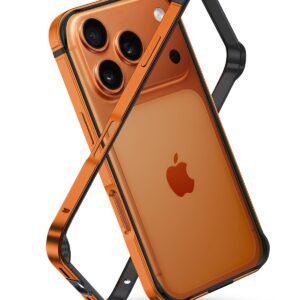 RAEGR Case | Anodized Aluminum Bumper | Compatible with iPhone 17 Pro (2025) | Supports Magnetic Wireless Charging | Edge Armor Protective Minimal Case – Orange/Cosmic Orange RG10617