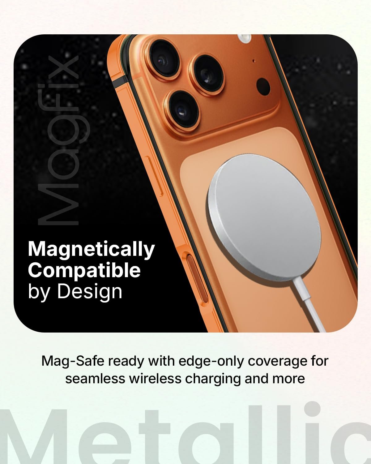 RAEGR Case | Anodized Aluminum Bumper | Compatible with iPhone 17 Pro (2025) | Supports Magnetic Wireless Charging | Edge Armor Protective Minimal Case - Orange/Cosmic Orange RG10617