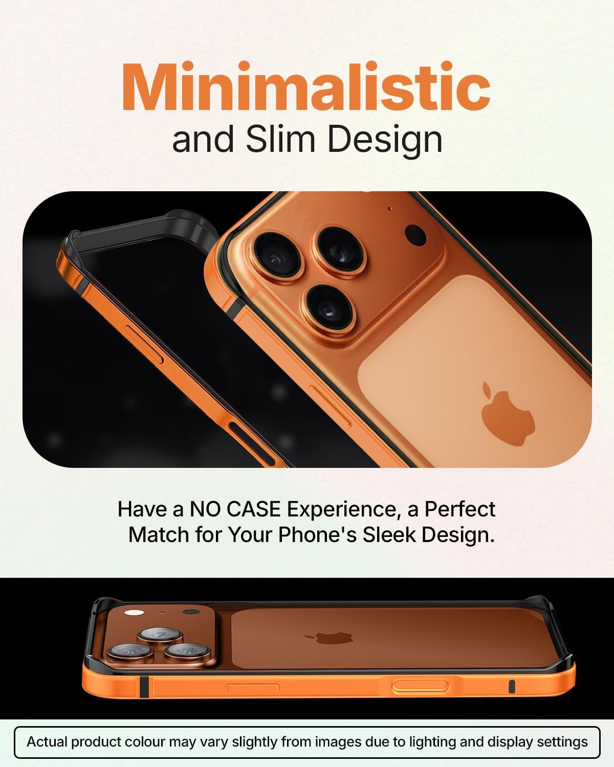RAEGR Case | Anodized Aluminum Bumper | Compatible with iPhone 17 Pro (2025) | Supports Magnetic Wireless Charging | Edge Armor Protective Minimal Case - Orange/Cosmic Orange RG10617