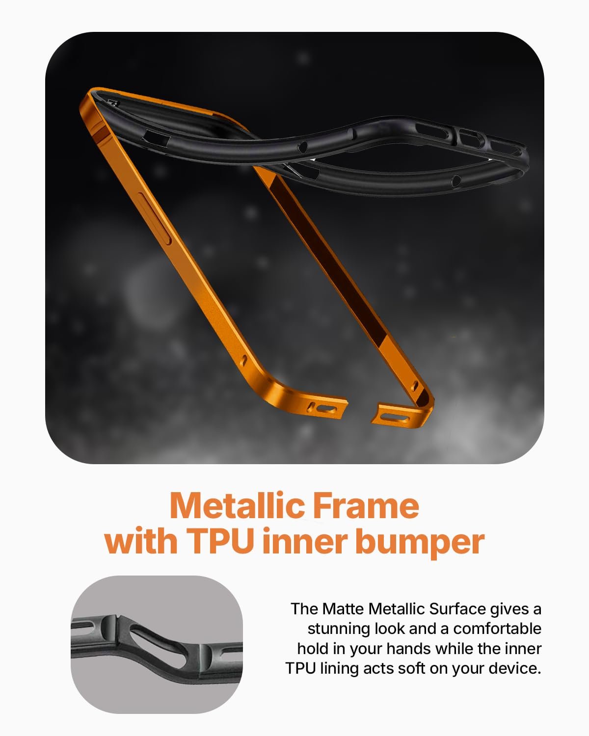 RAEGR Case | Anodized Aluminum Bumper | Compatible with iPhone 17 Pro (2025) | Supports Magnetic Wireless Charging | Edge Armor Protective Minimal Case - Orange/Cosmic Orange RG10617